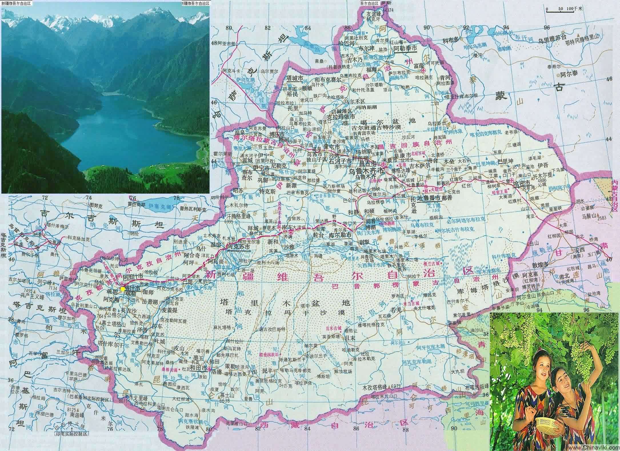 新疆ウイグル族自治区地図