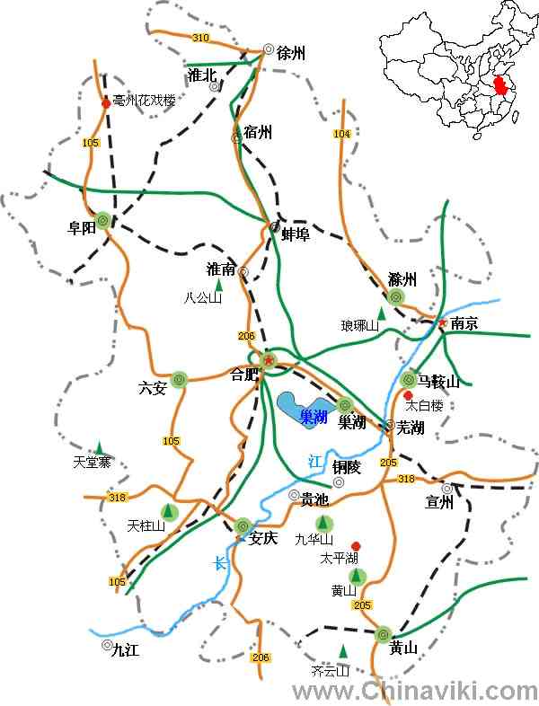 安徽省旅行地図