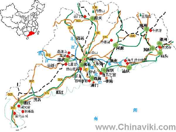広東省旅行地図