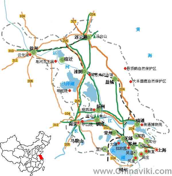江蘇省旅行地図