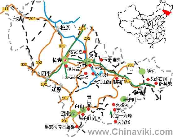 吉林省旅行地図 旅情中国